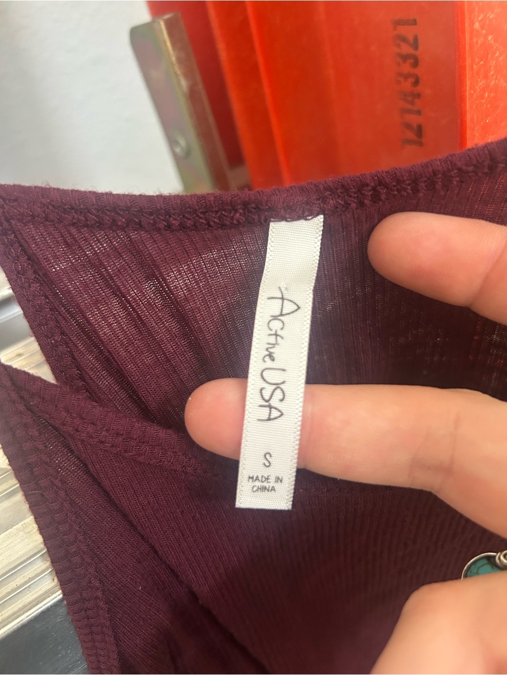 Women’s Ribbed Wine Red Tank Top - Active USA - Picture 2 of 3